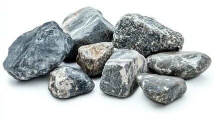 Poster - A Varied Collection of Natural Rocks Displaying Unique Textures and Colors Ideal for Landscaping, Crafts, and Natural Decor, Perfect for Nature-Inspired Projects and Designs