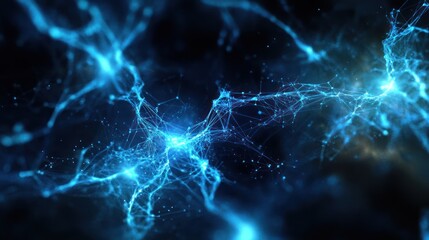 Poster - Abstract glowing network in dark space. Potential stock photo use