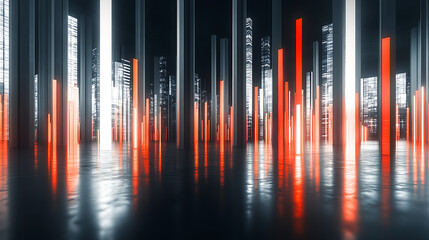 Poster - Dynamic urban light display cityscape digital art futuristic environment aerial view modern concept