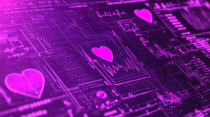 Poster - Analyzing heartbeat patterns in digital data virtual environment infographic tech visualization abstract concept