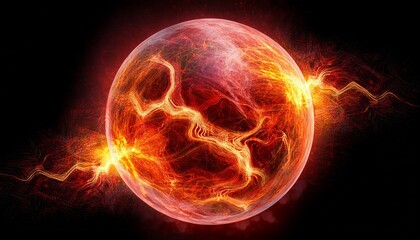 Wall Mural - fiery explosion on black background