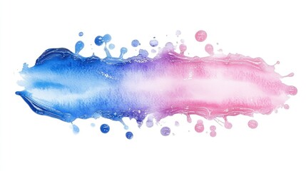Poster - Vivid Splash of Blue and Pink Watercolor Paint with Water Droplets Creating a Textured and Abstract Artistic Background for Creative Projects