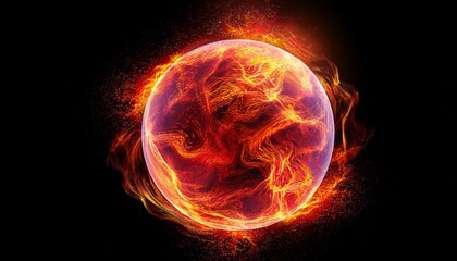 Wall Mural - fiery explosion on black background
