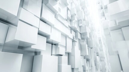 Poster - Abstract white cubic architectural perspective, futuristic background, design concept