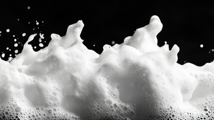 Aufkleber - High-Resolution Image of Foam Splash on Black Background Capturing the Dynamic Movement and Texture of White Bubbles in Artistic Composition
