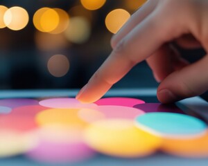 Leinwandbilder - Immersive UX Design Colorful Interactive Touch Interface Showcasing Minimalist Digital Innovation for Next-Gen User Experience and Creative Technology Engagement