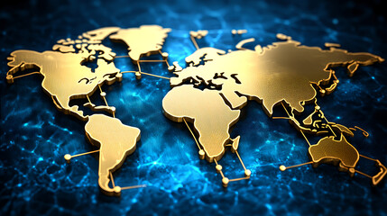 Poster - Global connectivity overview world map illustration digital graphics abstract technology aerial perspective globalization concepts