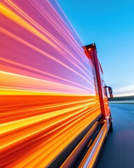 Poster - Dynamic Logistics Evolution High-Speed Freight Transport Visualization with Vibrant Motion Blur - Next-Gen Supply Chain Efficiency and Digital Transformation