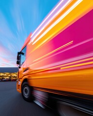 Fototapete - High-Velocity Logistics Vibrant Distribution Breakthrough - Next-Gen Supply Chain Optimization with Dynamic Motion Blur Technology