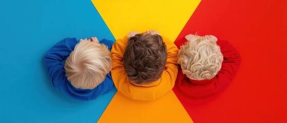 Poster - Chromatic Diversity Showcase Inclusive Gen Z Youth Collaboration Visualized Through Vibrant Minimalist Color-Block Teamwork Concept