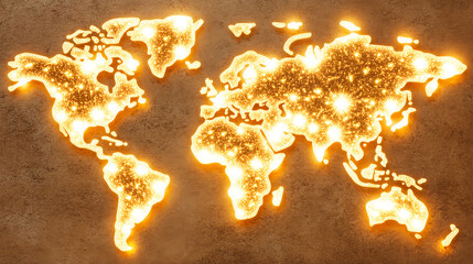 Poster - Illuminated world map showcase global concept digital art creative environment aerial perspective visualization strategy