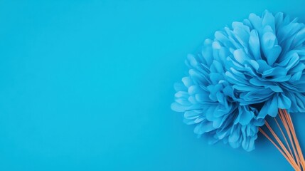 Poster - Minimalist Azure Bloom Vibrant Paper Flower Design on Monochromatic Background - Contemporary Creative Styling for Digital Marketing and Visual Branding