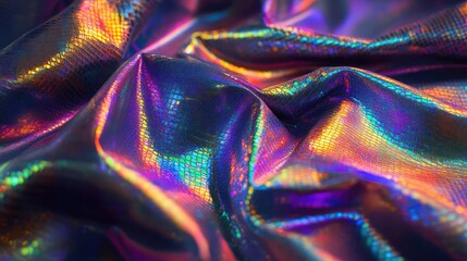 Aufkleber - Iridescent Fabric Texture with Colorful Reflections and Shimmering Surface Detail for Creative Design and Fashion Backgrounds