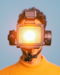 Aufkleber - Luminous Media Fusion AI-Powered Content Creation with Retro Tech Lighting - Next-Gen Visual Storytelling for Digital Creators and Immersive Branding Experiences