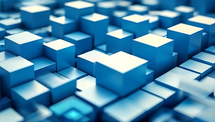 Poster - Geometric shapes and structures abstract digital art visual composition blue tones top-down perspective modern aesthetics