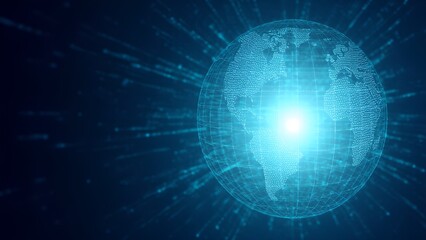 Poster - Digital globe visualization global network abstract graphic tech environment centered view data connectivity concept