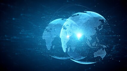 Poster - Digital global connections visualizing data interactions virtual space infographic tech environment futuristic viewpoint