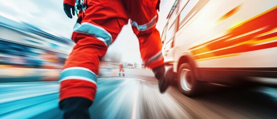 Aufkleber - Dynamic Emergency Response High-Velocity Paramedic Motion Blur Capturing Critical Care Urgency in Next-Gen Healthcare Workflow