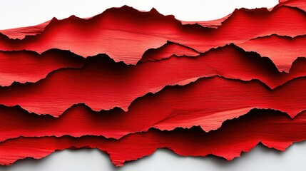 Poster - Abstract Red Wave Texture with Torn Paper Layers Creating Depth and Movement for Creative Backgrounds and Design Use in Modern Art Projects