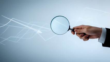 Poster - Analyzing business trends with a magnifying glass in an office environment for enhanced insight
