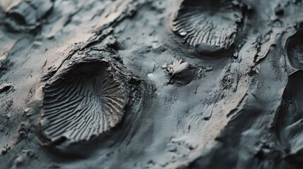 Poster - Close-Up View of Textured Surface with Impressions and Patterns Resembling Natural Elements, Perfect for Artistic and Abstract Visual Projects