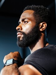 Aufkleber - High-Performance Fitness Tech Dynamic Millennial Athlete Tracking Performance with Sleek Smartwatch in Urban Wellness Aesthetic - Empowered Health Innovation