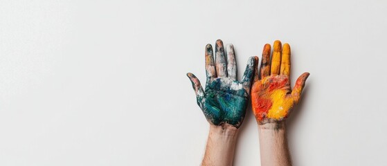 Aufkleber - Inclusivity Unleashed Vibrant Painted Hands Showcasing Collaborative Creativity in Next-Gen Interactive Learning Experiences for Diverse Digital Classrooms