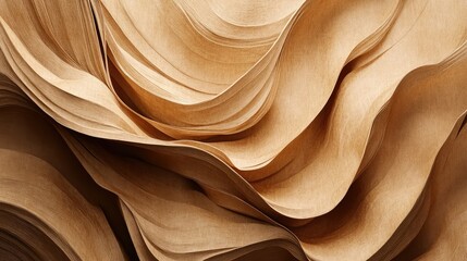 Poster - Elegant Flowing Textures of Light Brown Paper in Natural Wave Patterns, Ideal for Backgrounds and Artistic Designs for Creative Projects