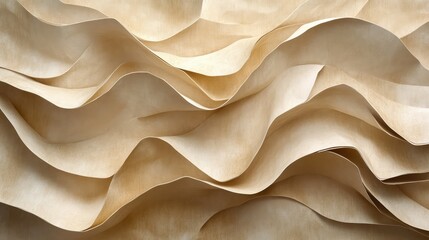 Poster - Elegant Wavy Textures on Natural Paper Background, Soft Tones and Undulating Shapes Create a Calming and Artistic Design for Creative Projects and Backgrounds