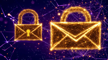 Poster - Digital security event protecting email communication virtual space graphic content futuristic environment close-up cybersecurity concept