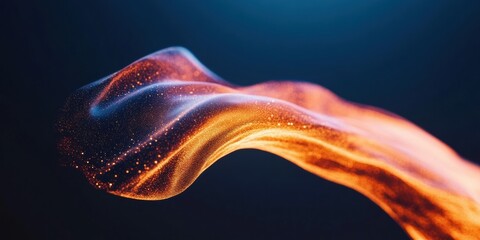 Poster - Fluid Quantum Dynamics Immersive Data Wave Visualization in Metallic Ember Tones - Next-Gen AI Innovation and Digital Transformation Aesthetics