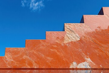 Aufkleber - Terracotta Geometrics Urban Architectural Minimalism Exploring Chromatic Contrast and Spatial Dynamics in Contemporary Design Visualization