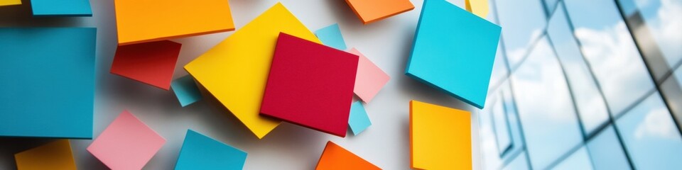 Aufkleber - Dynamic Geometric Color Block Composition Modern Abstract Minimalist Design Showcasing Vibrant Creative Strategy and Innovative Visual Communication