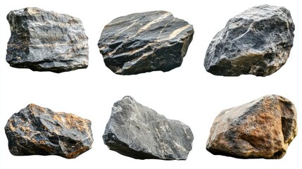 Poster - Collection of Various Natural Rocks Displaying Unique Textures and Colors, Ideal for Backgrounds, Illustrations, and Textural Studies in Earth Sciences or Creative Projects