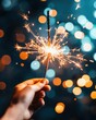 © Ryzhkov - Luminous Celebration Moments Sparkling Bokeh Festive Sparkler Capturing Vibrant New Years Energy and Modern Event Anticipation