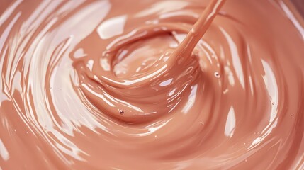 Poster - Smooth Flowing Texture of Creamy Light Brown Paint Stirring in a Circular Motion, Capturing the Essence of Fluidity and Artistic Expression in Fine Art Applications