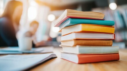 Aufkleber - Chromatic Learning Ecosystem Vibrant Book Stack Illuminating Modern Knowledge Sharing, Creative Study Strategies and Collaborative Educational Trends