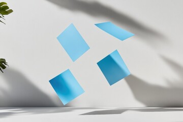 Aufkleber - Zero-Gravity Corporate Branding Dynamic Blue Brochure Mockup with Levitating Design for Modern Marketing Storytelling and Visual Communication