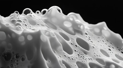 Poster - Abstract Black and White Image of Foam Texture with Bubbles and Cavities, Perfect for Artistic and Minimalistic Designs in Photography and Graphic Projects