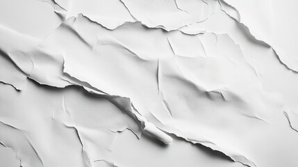 Poster - Textured White Paper Background with Crumpled and Torn Edges for Creative Design Projects, Elegant and Minimalist Aesthetic Perfect for Various Applications