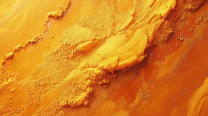 Poster - Abstract aerial view of vibrant orange textures resembling flowing lava, showcasing natural patterns and dynamic movement in an artistic and captivating manner.