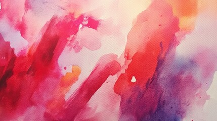 Poster - Vibrant Abstract Watercolor Background with Rich Shades of Pink, Red, Orange, and Purple Blending Seamlessly for Artistic Presentations and Designs