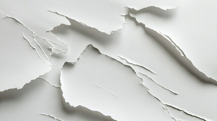 Poster - Close-Up of Torn White Paper Texture with Waves and Creases, Perfect for Backgrounds or Artistic Designs in Minimalist Aesthetics