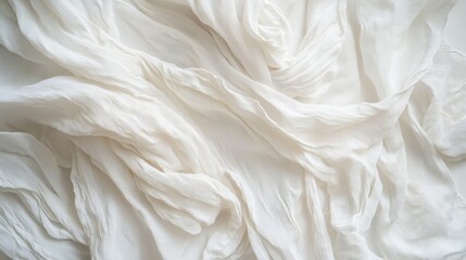 Poster - Soft Layered Textures of White Fabric in Natural Light, Showcasing Delicate Drapes and Flowing Patterns for Elegant Backgrounds and Artistic Concepts