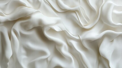 Poster - Soft Elegant White Fabric Draped Smoothly, Showcasing Gentle Waves and Subtle Texture, Perfect for Background or Textile Design in Creative Projects