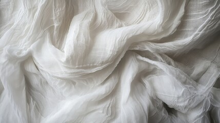 Poster - Soft and Delicate White Fabric with Crease Patterns for Various Creative and Fashion Photography Needs, Perfect for Backgrounds and Textures in Imagery