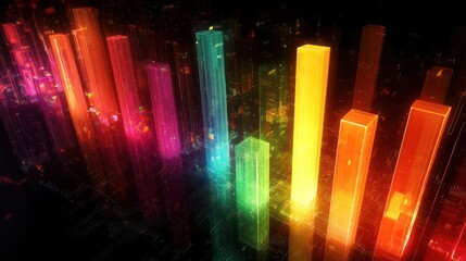 Poster - Abstract glowing city skyscrapers. Digital art. Potential use for design inspiration or futuristic concepts