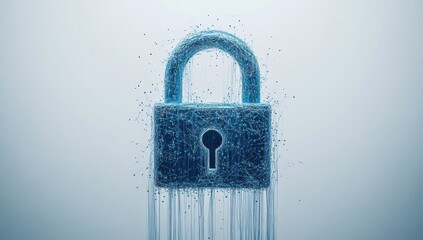 Poster - Digital Abstract Lock Design with Particles Representing Security and Privacy in a Modern Tech Environment