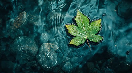 Aufkleber - Maple Leaf on Rippled Water