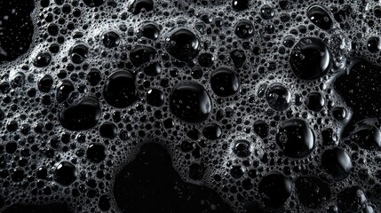 Poster - Abstract Black Foam Texture with Bubbles Creating Intriguing Patterns, Perfect for Backgrounds, Designs, and Artistic Projects